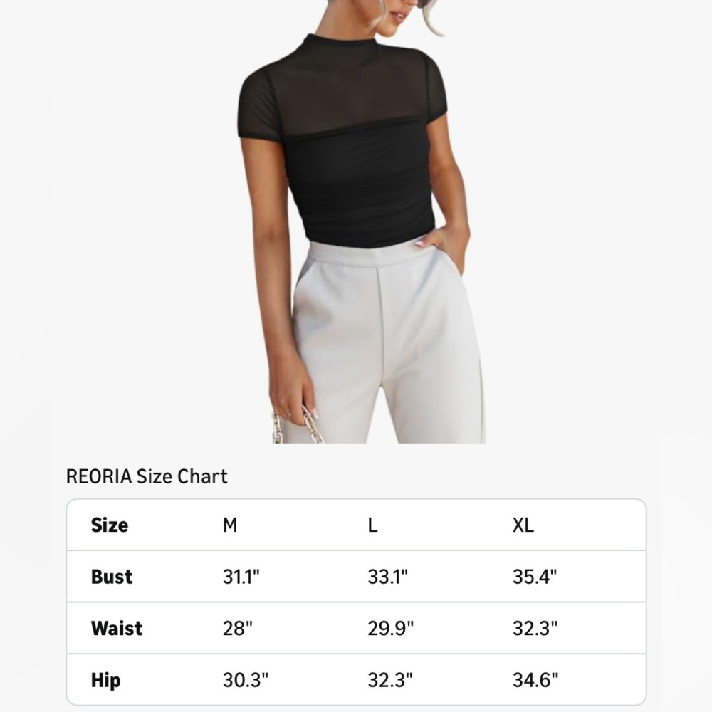 REORIA Women's Sexy Mock Neck Short Sleeve Sheer Ruched Bodysuit- Size L- BNWT - Picture 4 of 10